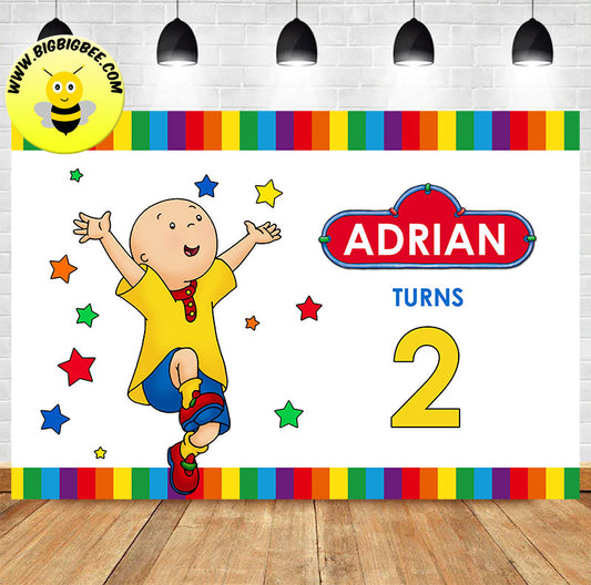 Custom Caillou Theme Birthday Backdrop Banner