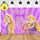 Custom Personalised Princess Rapunzel Deer Purple Theme Birthday Backdrop Banner