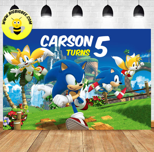 Custom Sonic Generations Sonic the Hedgehog Video Game Birthday Banner Backdrop