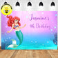 Custom Disney Princess Ariel The Little Mermaid Birthday Backdrop Banner Deliver to USA UK Australia Canada