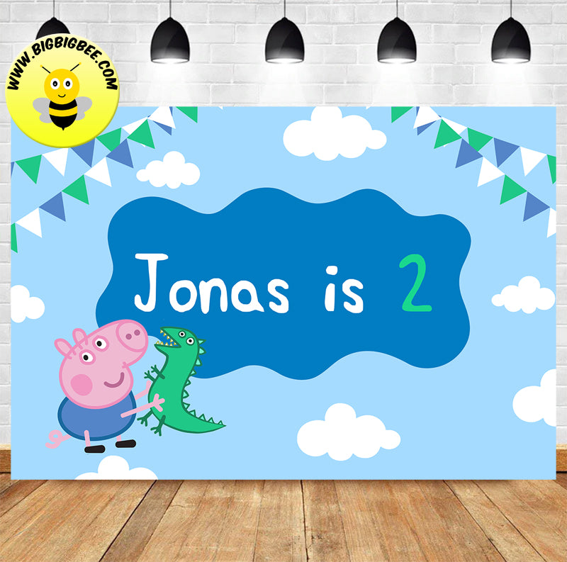 George Peppa Pig Birthday Banner Backdrop Deliver to USA UK Australia Canada