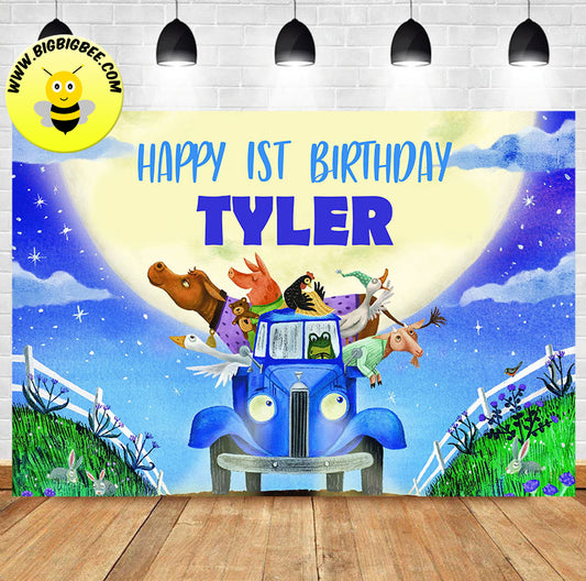 Custom Little Blue Truck Story Book Cover Theme Birthday Backdrop Banner Deliver to USA UK Australia Canada