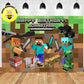 Custom Minecraft Game Steve Ender Dargon Herobrine Birthday Backdrop Banner Deliver to USA UK Australia Canada