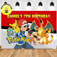 Custom Pokemon Pikachu Ash Ketchum Bulbasaur Pokeball Birthday Banner Backdrop