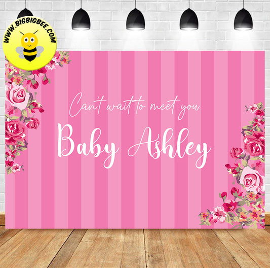 Custom Pink Roses Baby Shower Welcome Baby Backdrop