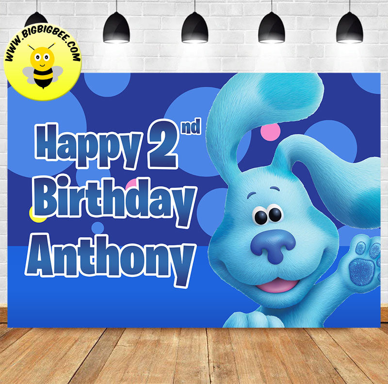 Custom Blue Clues Theme Birthday Backdrop Banner