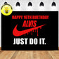 Custom Nike Just Do It Logo Red Black Theme Birthday Backdrop Banner Deliver to USA UK Australia Canada