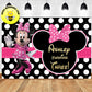 Custom Pink Minnie Mouse Black White Polka Theme Birthday Backdrop Banner Deliver to USA UK Australia Canada