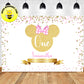 Custom Minnie Mouse White Gold Theme Birthday Backdrop Banner