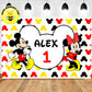 Custom Mickey Minnie Mouse Yellow Red White Theme Birthday Banner Backdrop