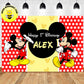 Custom Mickey Minnie Mouse Polka Dot Red Yellow Theme Birthday Banner Backdrop Deliver to USA UK Australia Canada