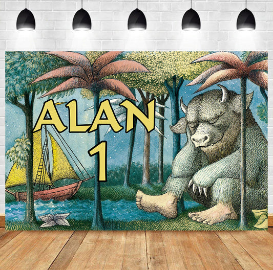 Custom Where the Wild Things Are Theme Birthday Backdrop Banner