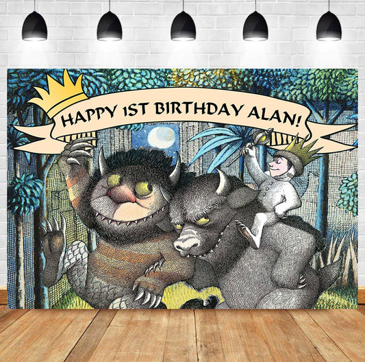 Custom Where the Wild Things Are Theme Birthday Backdrop Banner