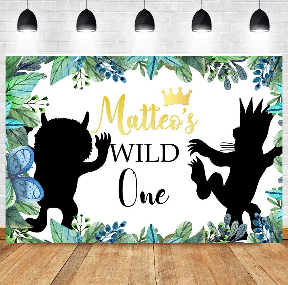 Custom Where the Wild Things Are Green Leaf Border Wild One Backdrop Banner