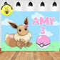 Custom Pokemon Eevee Pink Theme Birthday Backdrop Banner