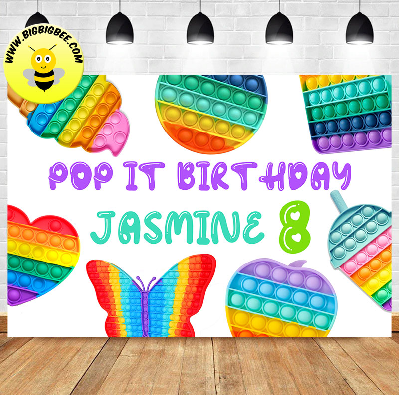 Custom Pop It Fidget Toy Colorful Theme Birthday Backdrop Banner