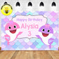 Custom Pinkfong Baby Shark Pink Purple Pastel Color Birthday Backdrop Banner